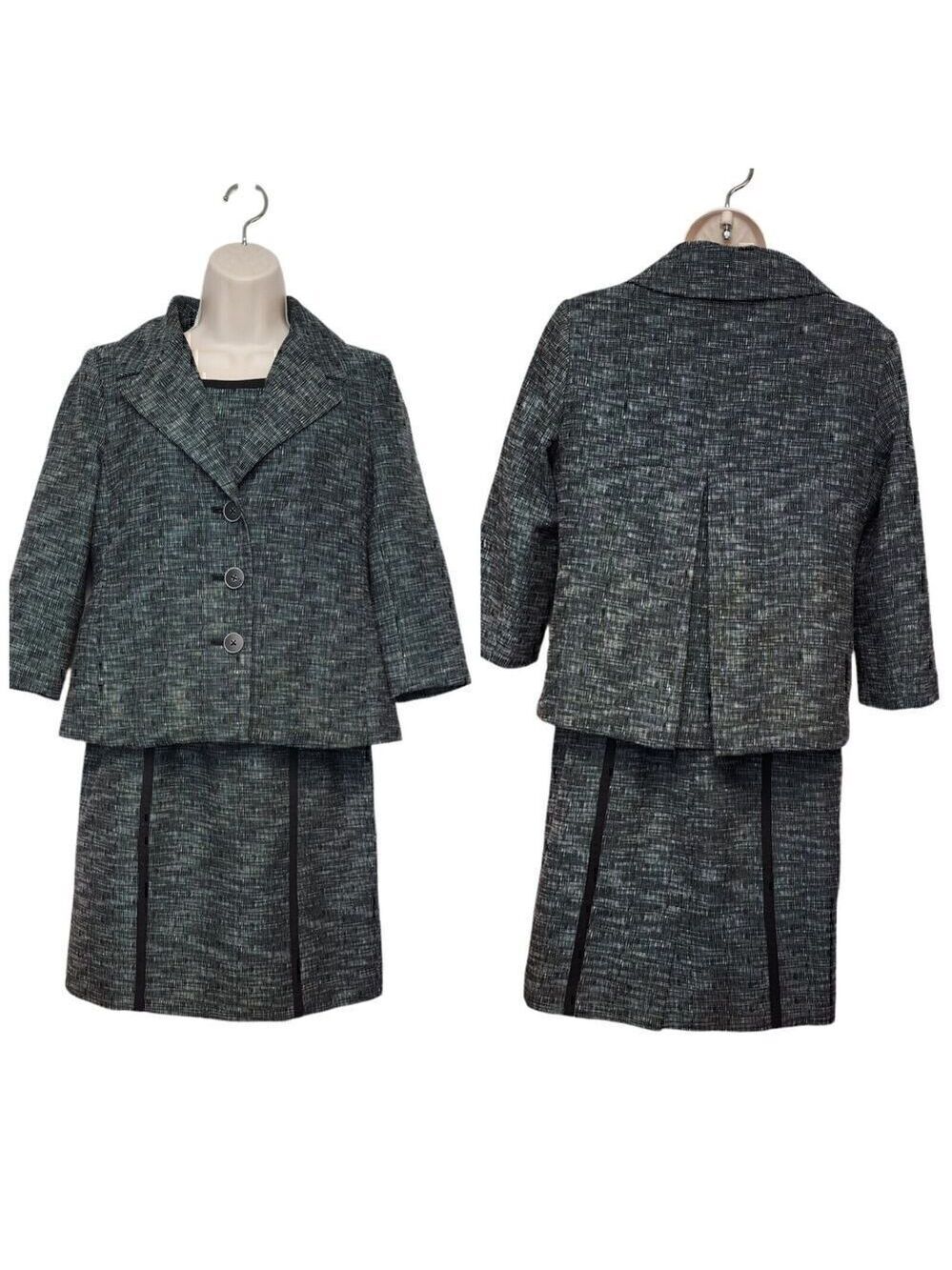Rafaella 2 PC Knew Length Dress Suit Size 6P Color Black